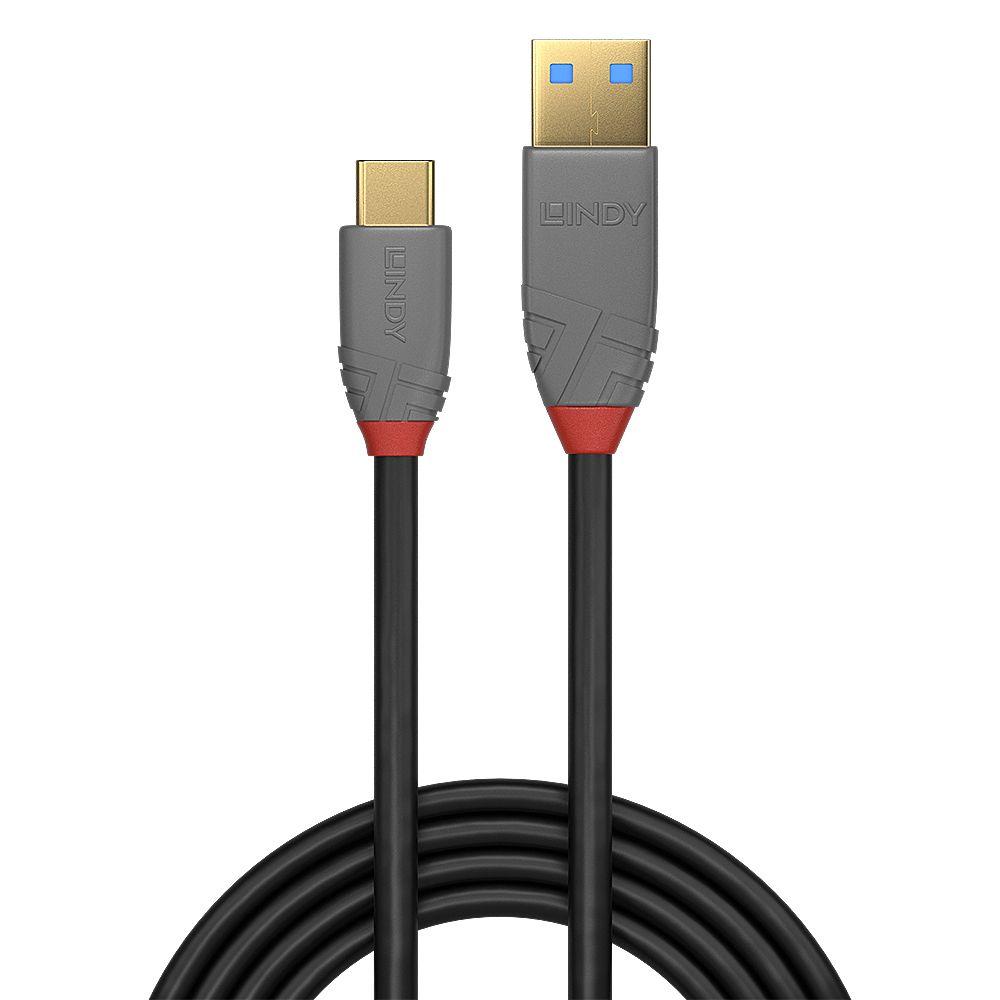 Cabo USB LINDY 36912 (1,5 m - USB A - USB C - Preto/Cinzento) — miniatura 2