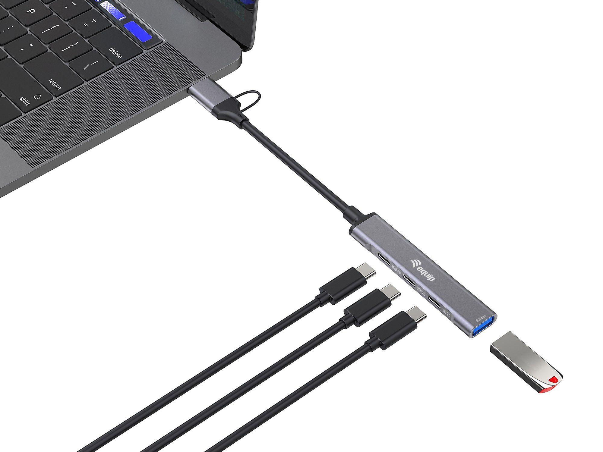 Hub USB-C EQUIP 128969 (USB 3.2 Gen 1 Type-C - Cinzento) — miniatura 4
