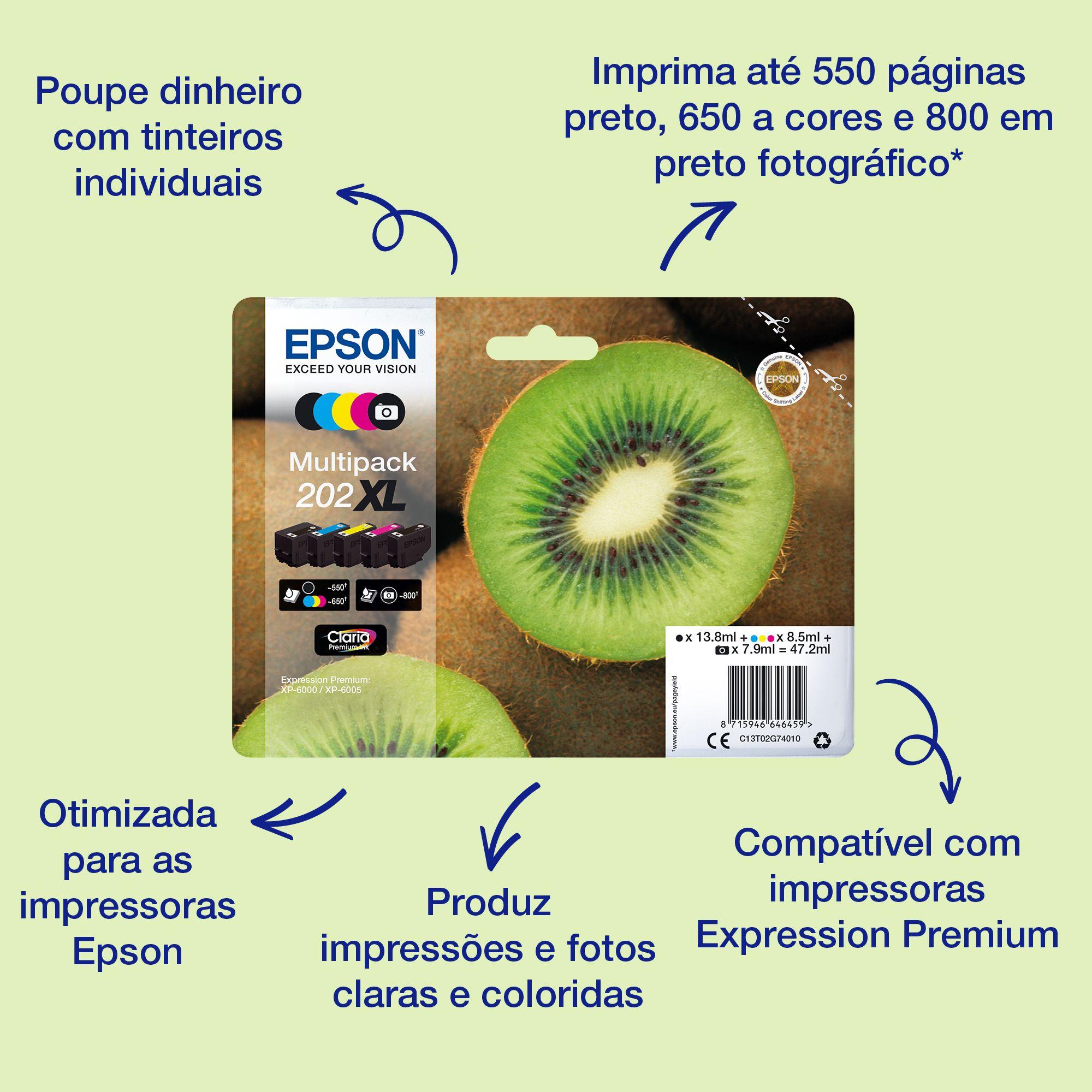 Tinteiro EPSON T02H2 202XL (650 páginas - Ciano)