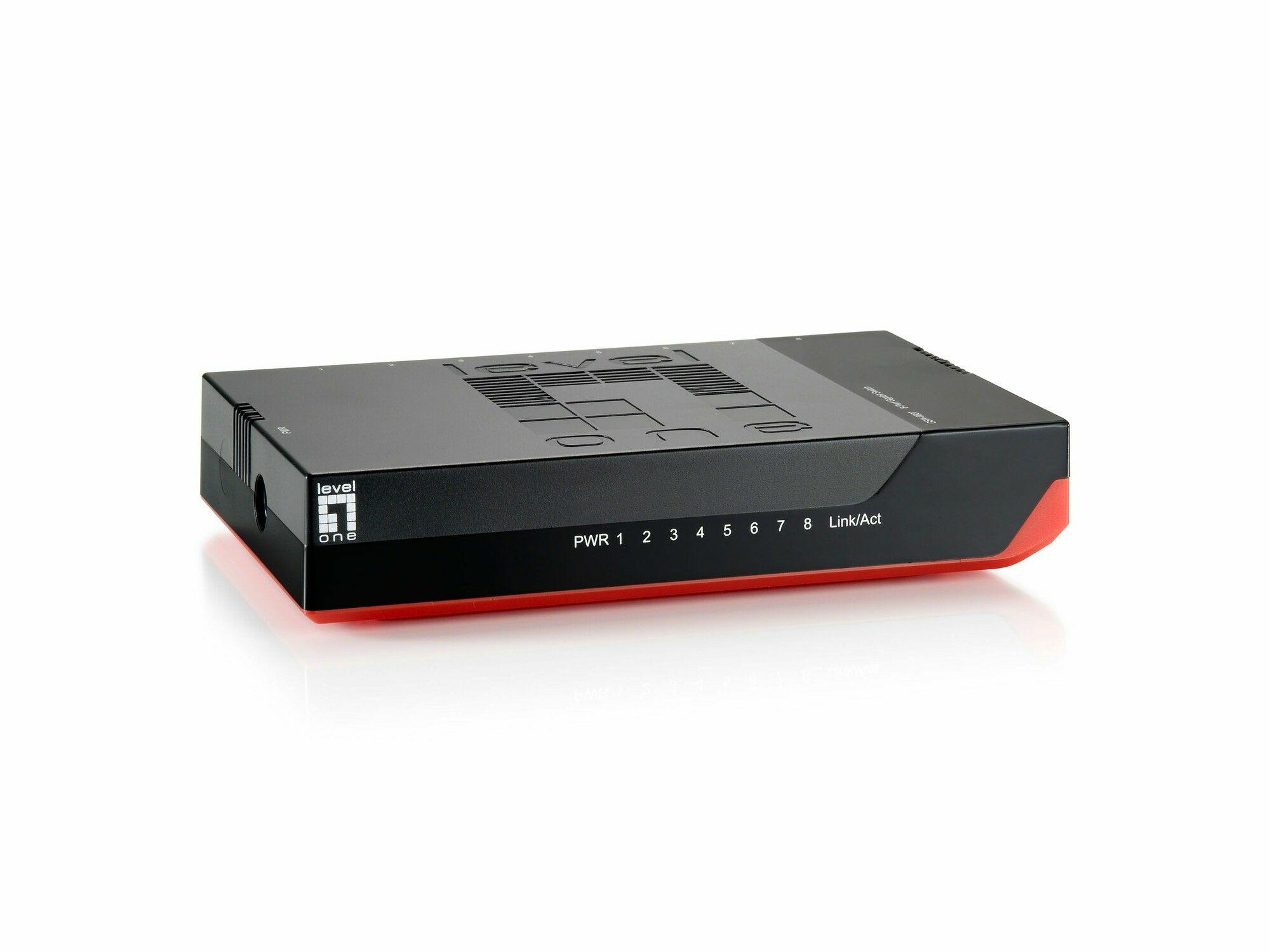 Switch Não Gerido LEVELONE GSW-0807 (Gigabit Ethernet - 16 Gbit/s - Sim, até 9000 bytes - Preto e Vermelho) — miniatura 3