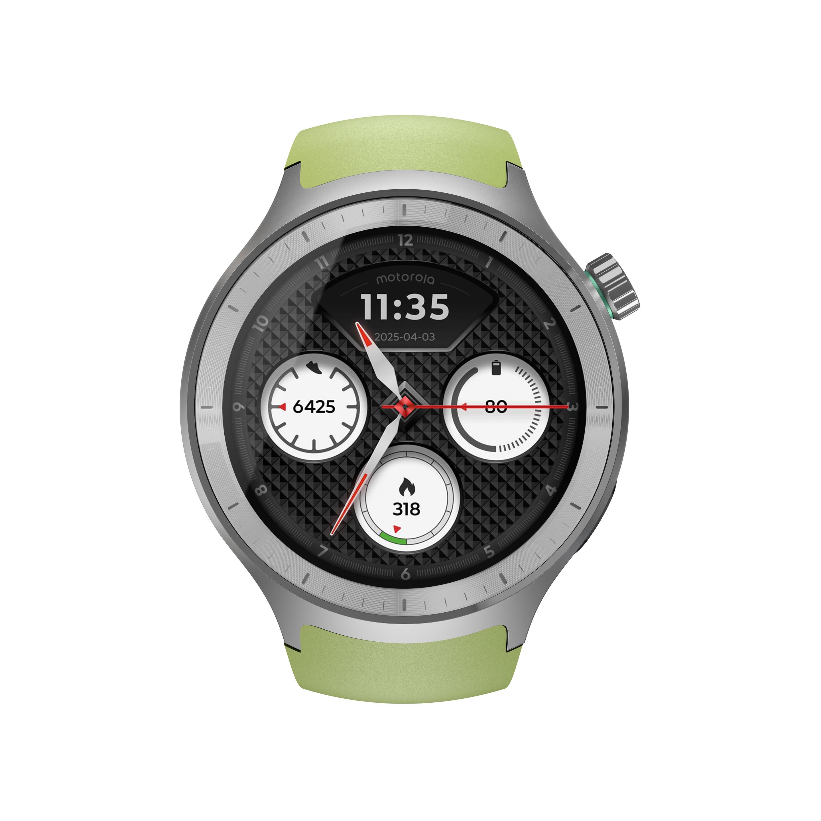 Smartwatch MOTOROLA Moto Watch Special Edition (Redondo - Android - OLED - Prateado e Verde)