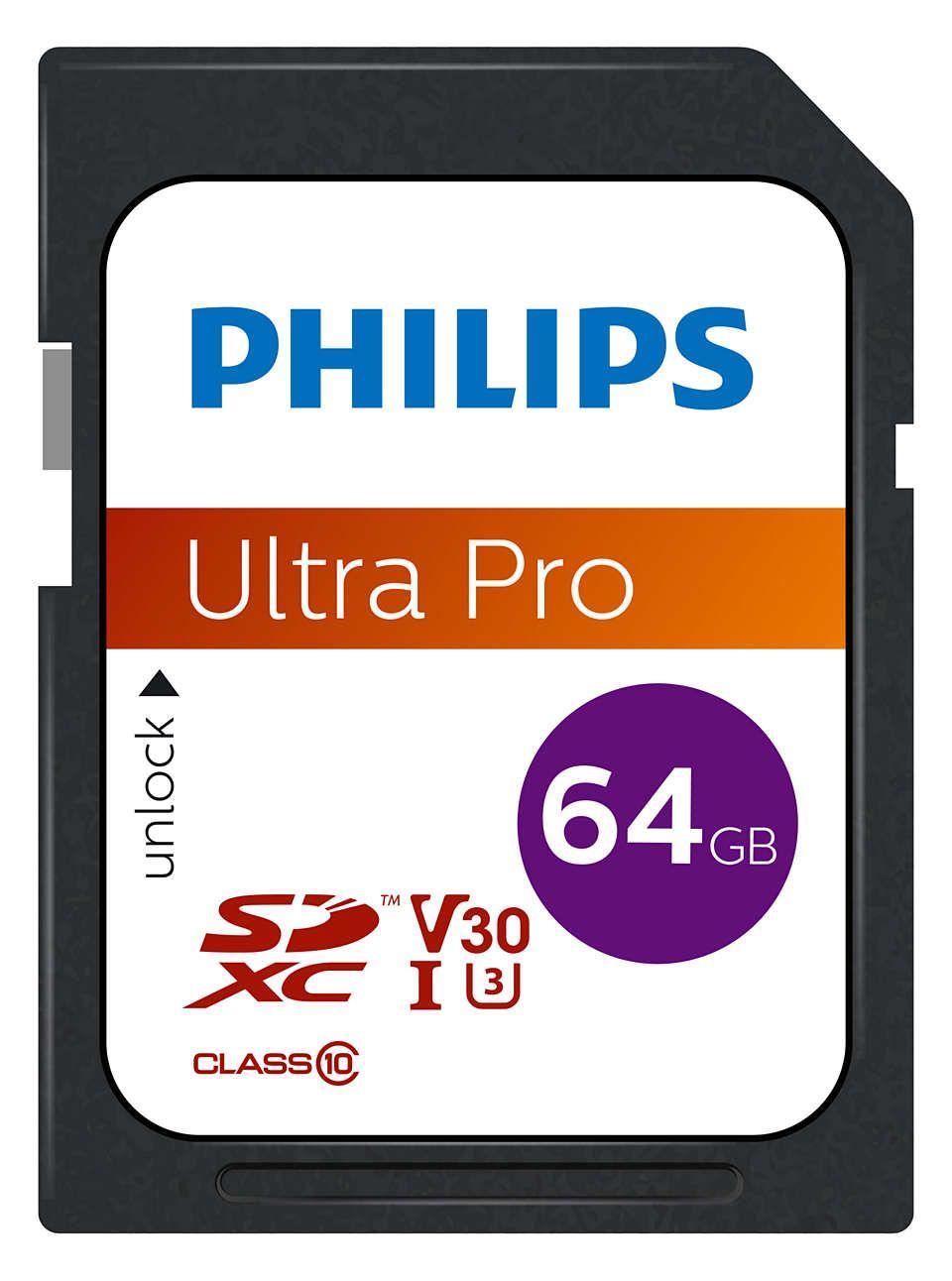 Cartão de Memória PHILIPS FM64SD65B/00 (64GB - Classe 10 - Preto)