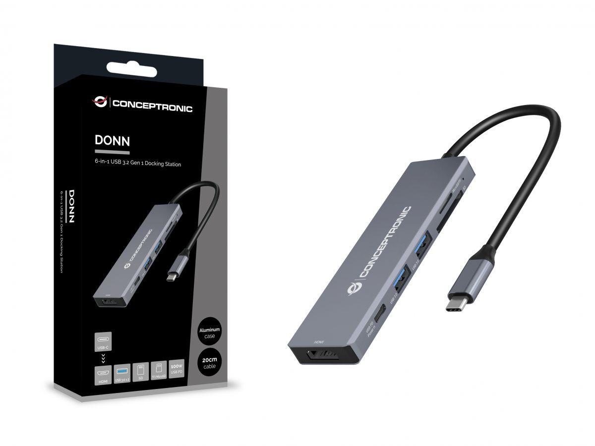 Docking Station USB-C CONCEPTRONIC DONN23G (0,2 m - Cinzento), miniatura 4