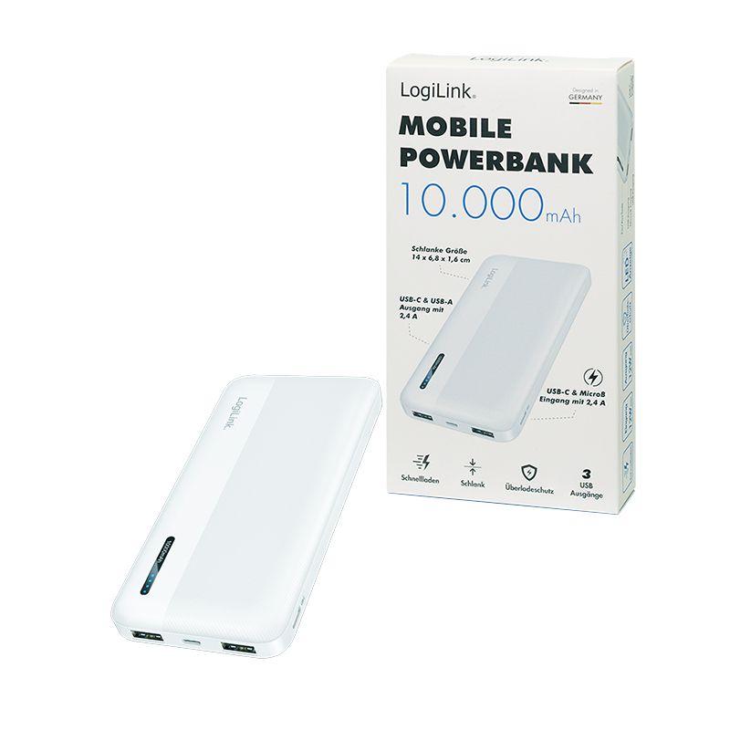 Powerbank LOGILINK PA0338WRF (10000 mAh - 12 W - Micro-USB + USB Type-C - Branco), miniatura 5