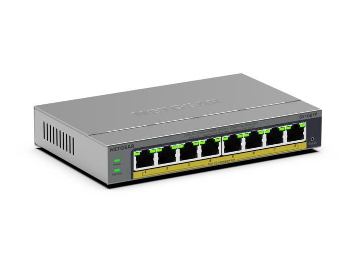 Switch Gerido NETGEAR GS108EP (Gigabit Ethernet - 1,5 MB - 16 Gbit/s - Cinzento)