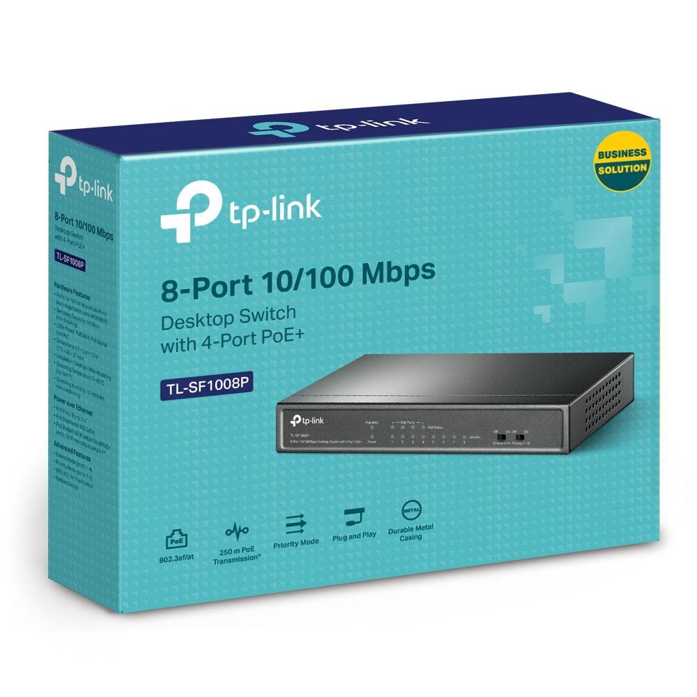 Switch TP-LINK TL-SF1008P V5 (Fast Ethernet - 1,6 Gbit/s - 0,1 Gbit/s - Preto) — miniatura 4