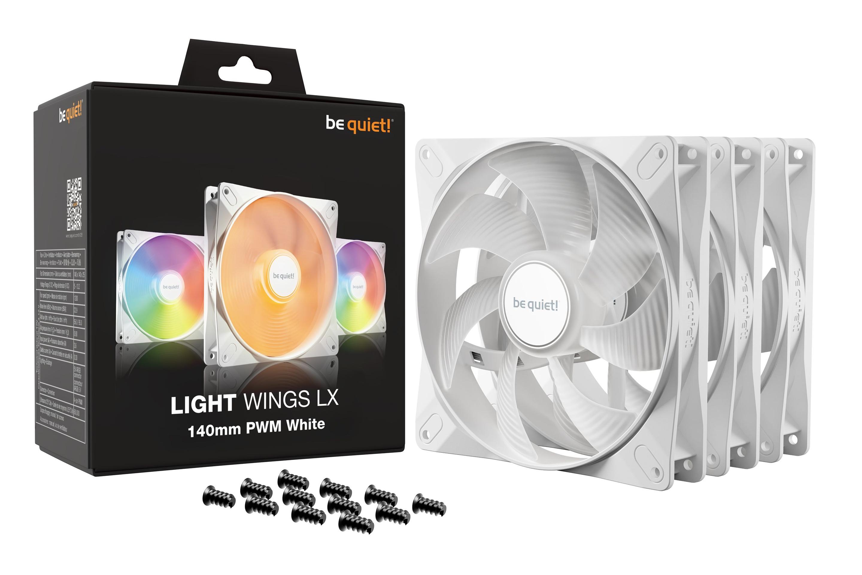 Conjunto de Ventoinhas para Caixa PC BE QUIET! Light Wings LX 140mm PWM 3-Pack (Branco), miniatura 5