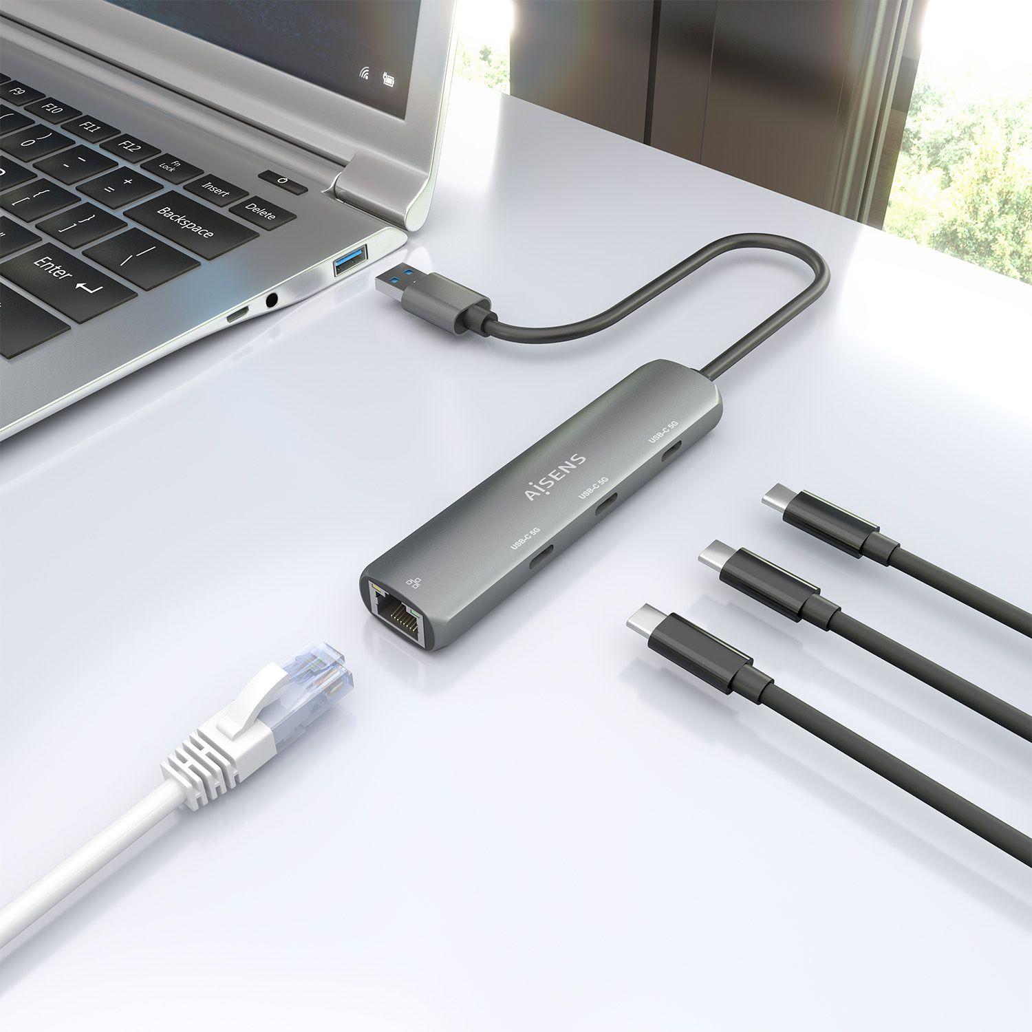 Adaptador de Rede USB AISENS ASUC-4P037-GR (0,15 m - Windows 10, Windows 11 - Cinzento) — miniatura 6