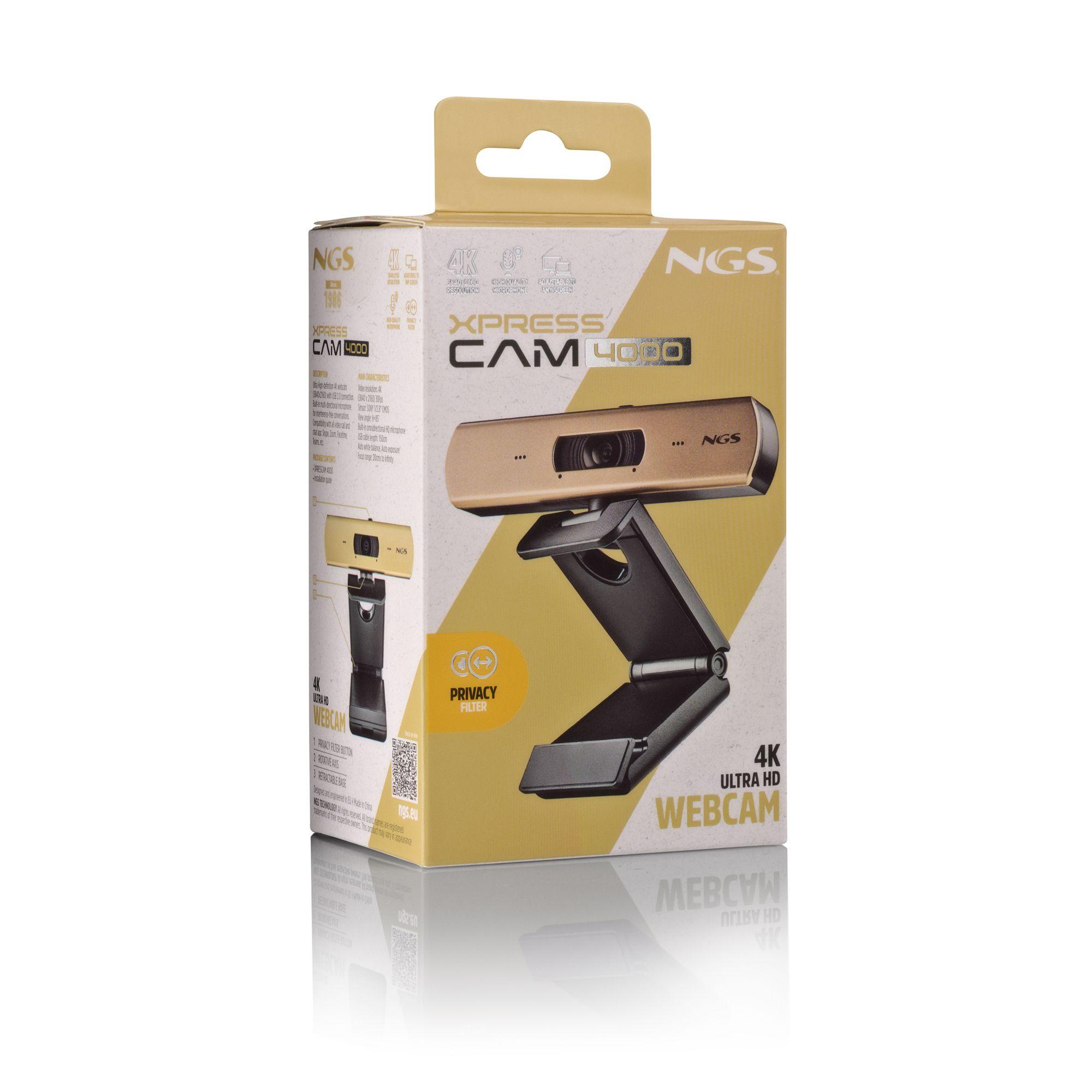 Webcam NGS XpressCam 4000 UHD (3840 x 2160 pixels - 30 fps - USB 2.0 - Preto e Dourado) — miniatura 5