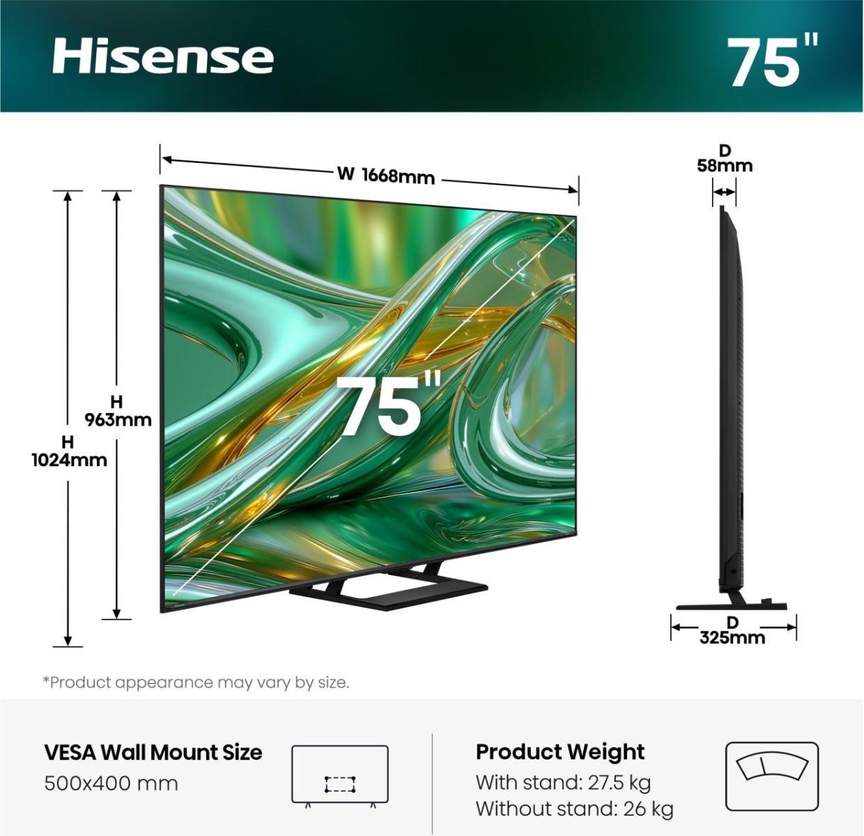 Televisão HISENSE TV 75E8S (75" - DLED - 4K Ultra HD - Preto), miniatura 2