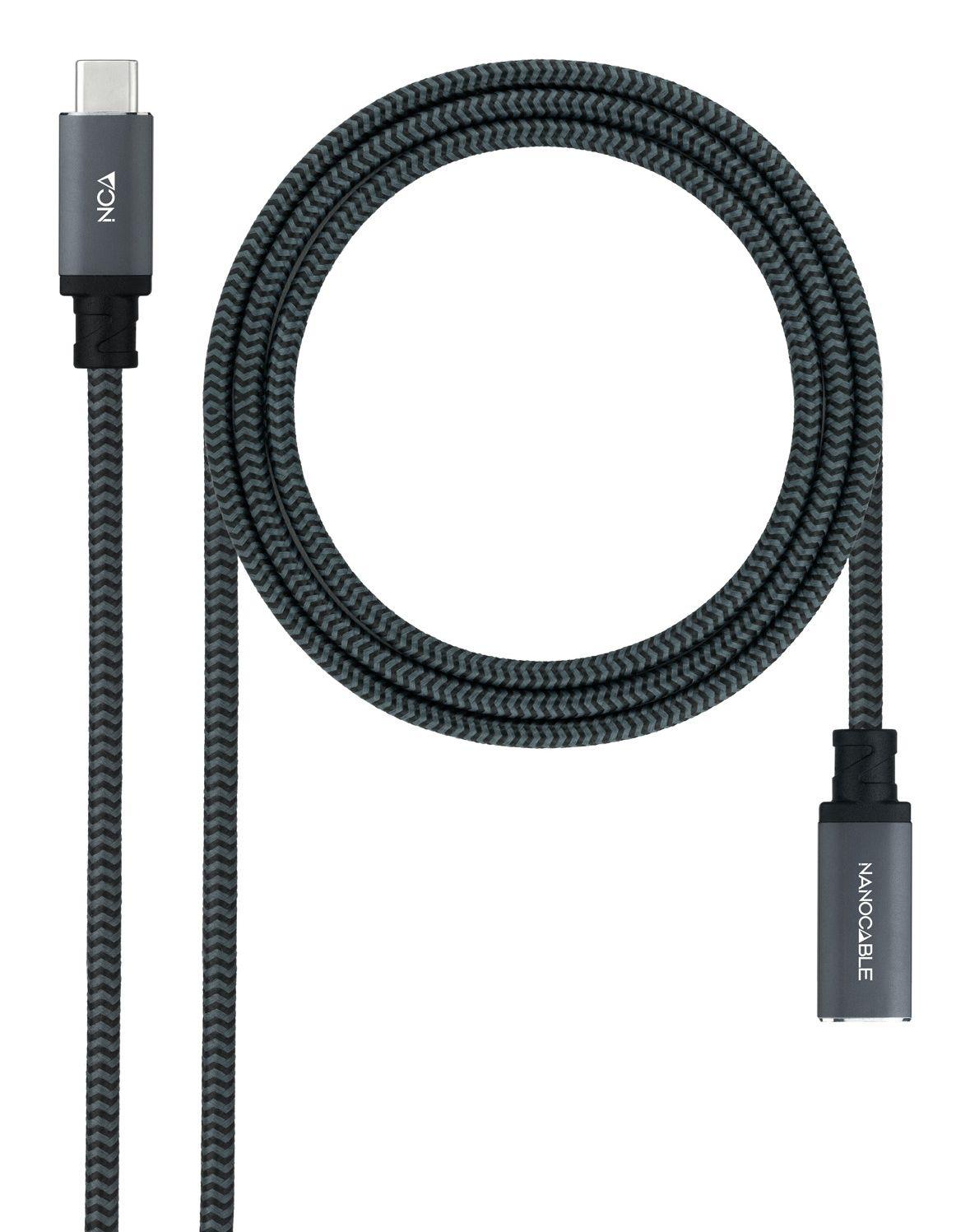 Cabo de Extensão USB-C NANOCABLE 10.01.4501-L150-COMB (1,5 m - USB C - Preto)
