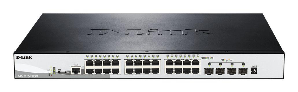 Switch Gerido D-LINK DGS-1510-28XMP/E (Gigabit Ethernet - 1,5 MB - 128 Gbit/s - Preto e Cinzento)