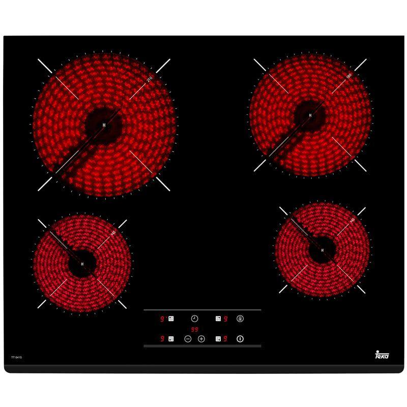 Placa Vitrocerâmica Encastre TEKA TZ6415 (4 zonas - 6300 W - Vidro - Preto)