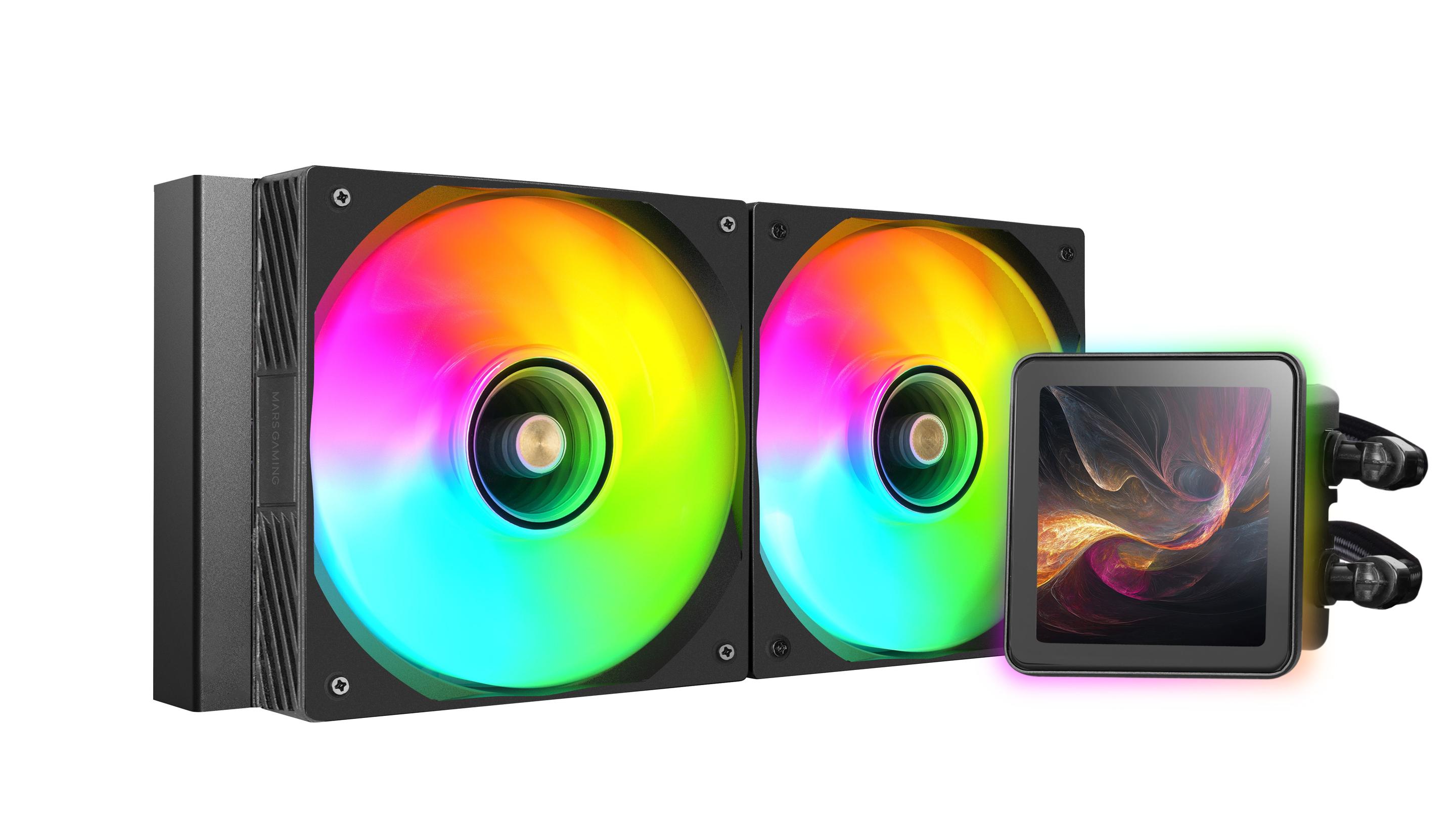 Sistema de Refrigeração Líquida AIO MARS GAMING ML-VISIONPRO240 (120 mm - 2 ventoinhas - 2300 RPM - Preto)