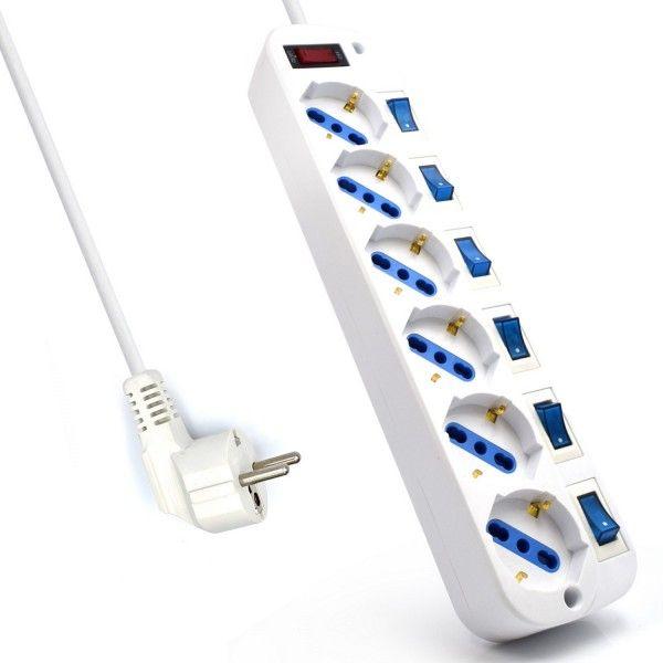 Régua de Tomadas EWENT EW3932-5M (Tipo F / Tipo L 10/16 A - Branco)