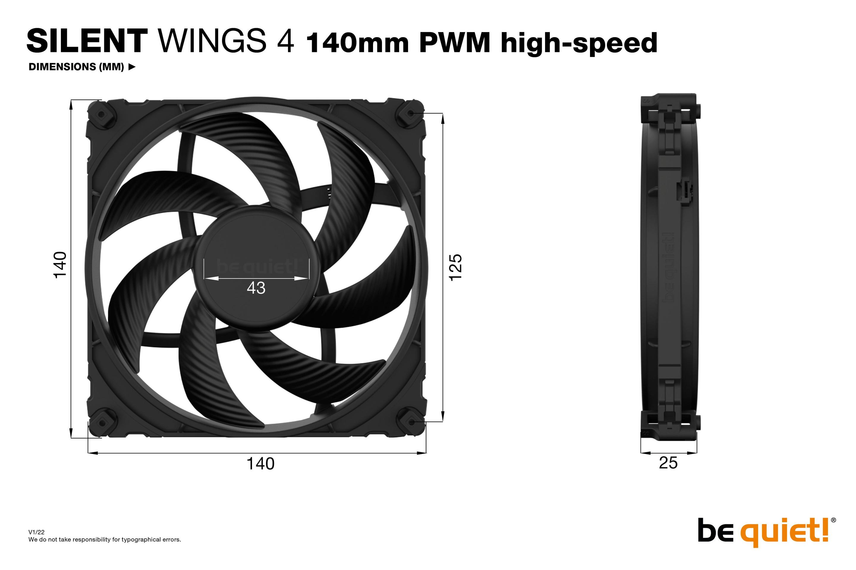 Ventoinha para Caixa PC BE QUIET! SILENT WINGS 4 140mm PWM High-Speed (4,8 W - Preto) — miniatura 5