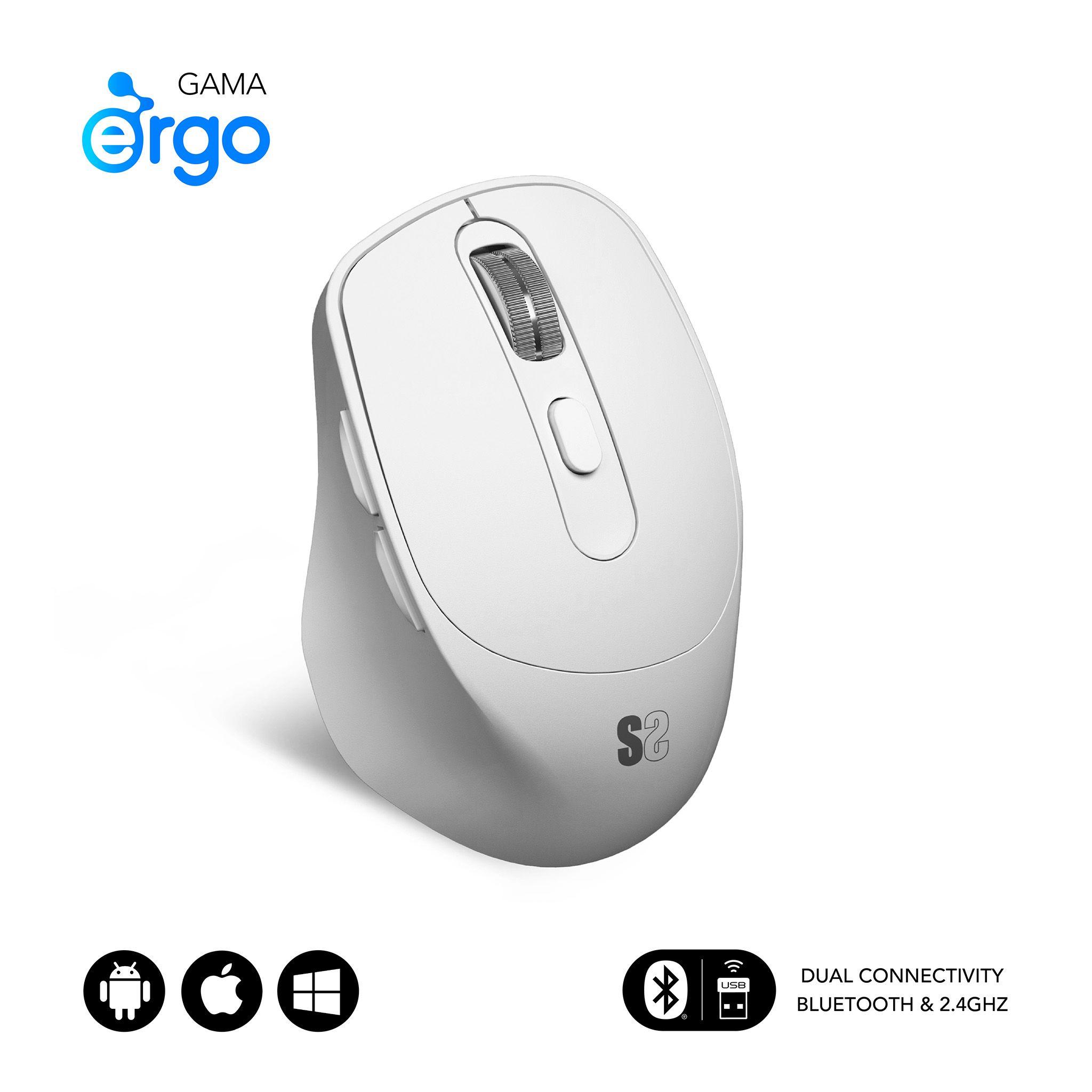 Rato SUBBLIM Comfort Ergo Dual (Mão direita - 2400 DPI - Ótico - Branco)