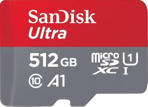 Cartão de Memória SANDISK Ultra 512GB (512GB - Classe 10 - Até 150 MB/s - Cinzento e Vermelho)