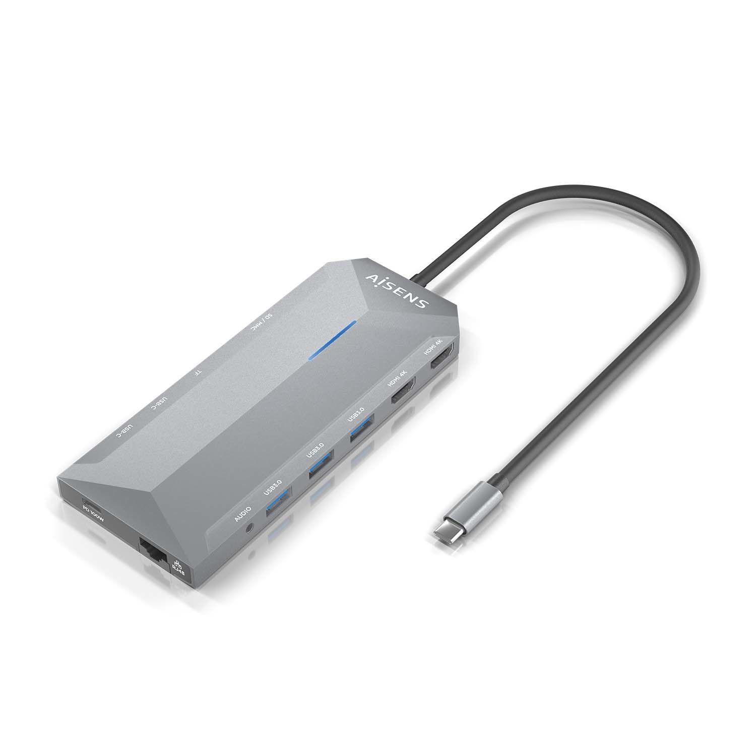 Hub USB-C AISENS ASUC-12P005-GR (0,3 m - Cinzento), miniatura 2