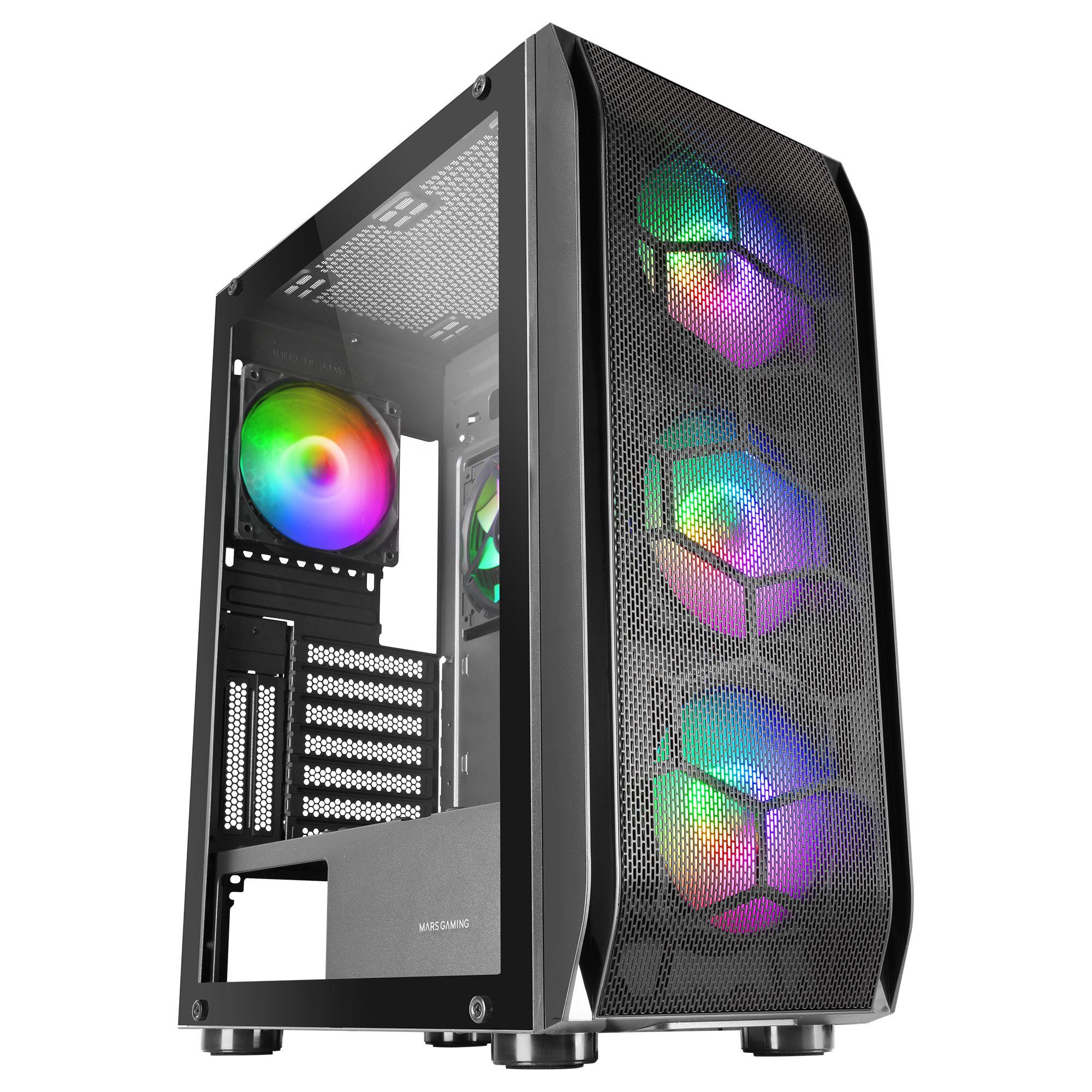 Caixa PC Gaming MARS GAMING MC-KX (Torre - Vidro temperado - 16 cm - Preto)