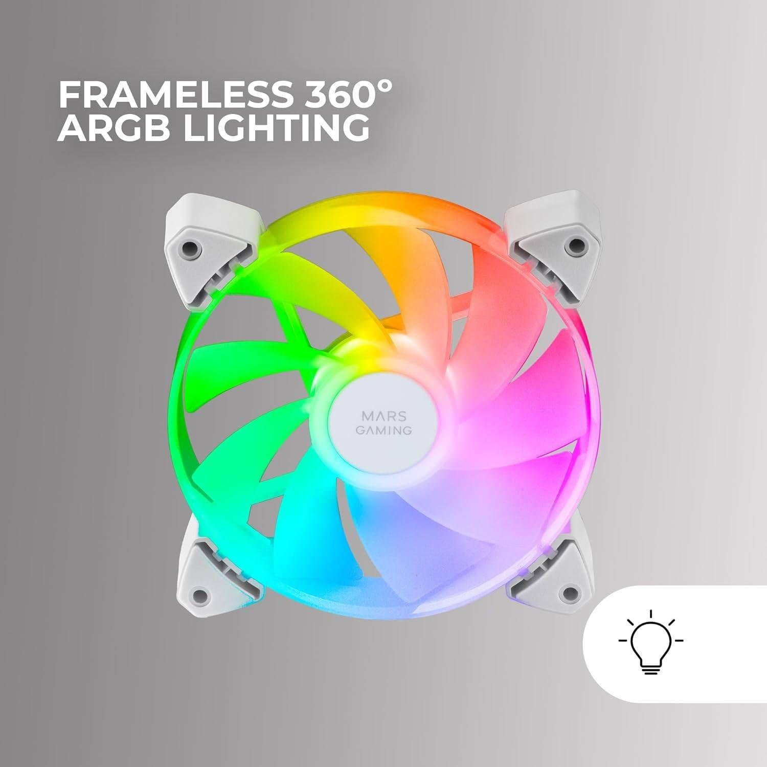 Kit de Ventoinhas para Caixa PC MARS GAMING MF-3ARW (Multicolor - Branco) — miniatura 4