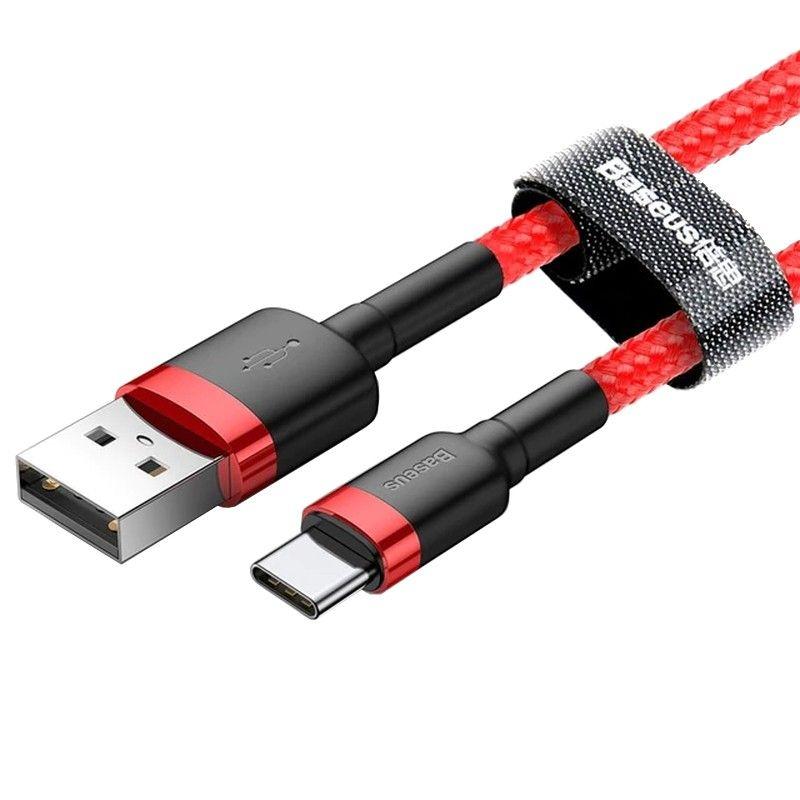 Cabo USB-A para USB-C BASEUS Cafule CATKLF-B09 (1 m - USB-A - USB-C - Vermelho)