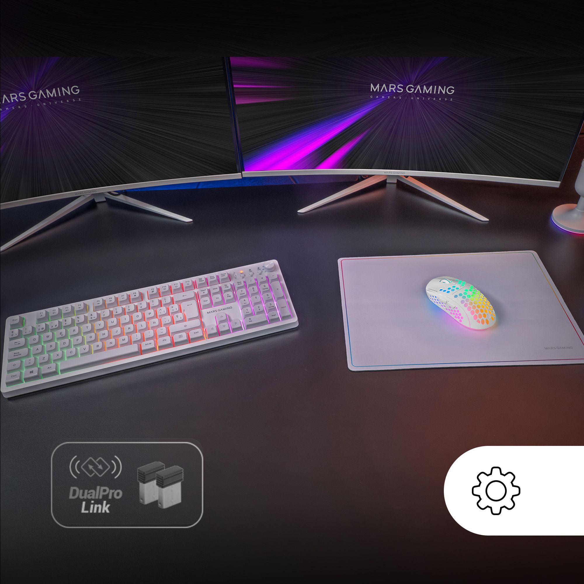 Conjunto Teclado, Rato e Tapete de Rato MARS GAMING MCPWXWES (Espanhol - Interruptor de membrana - Tamanho completo - Branco), miniatura 11