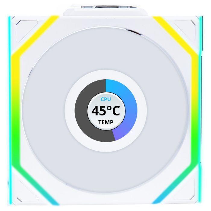 Kit de 3 Ventoinhas LIAN LI UNI FAN SL120 LCD Wireless 12SLLCD1W3W (RGB multicolor - 2,64 W - Branco) — miniatura 3