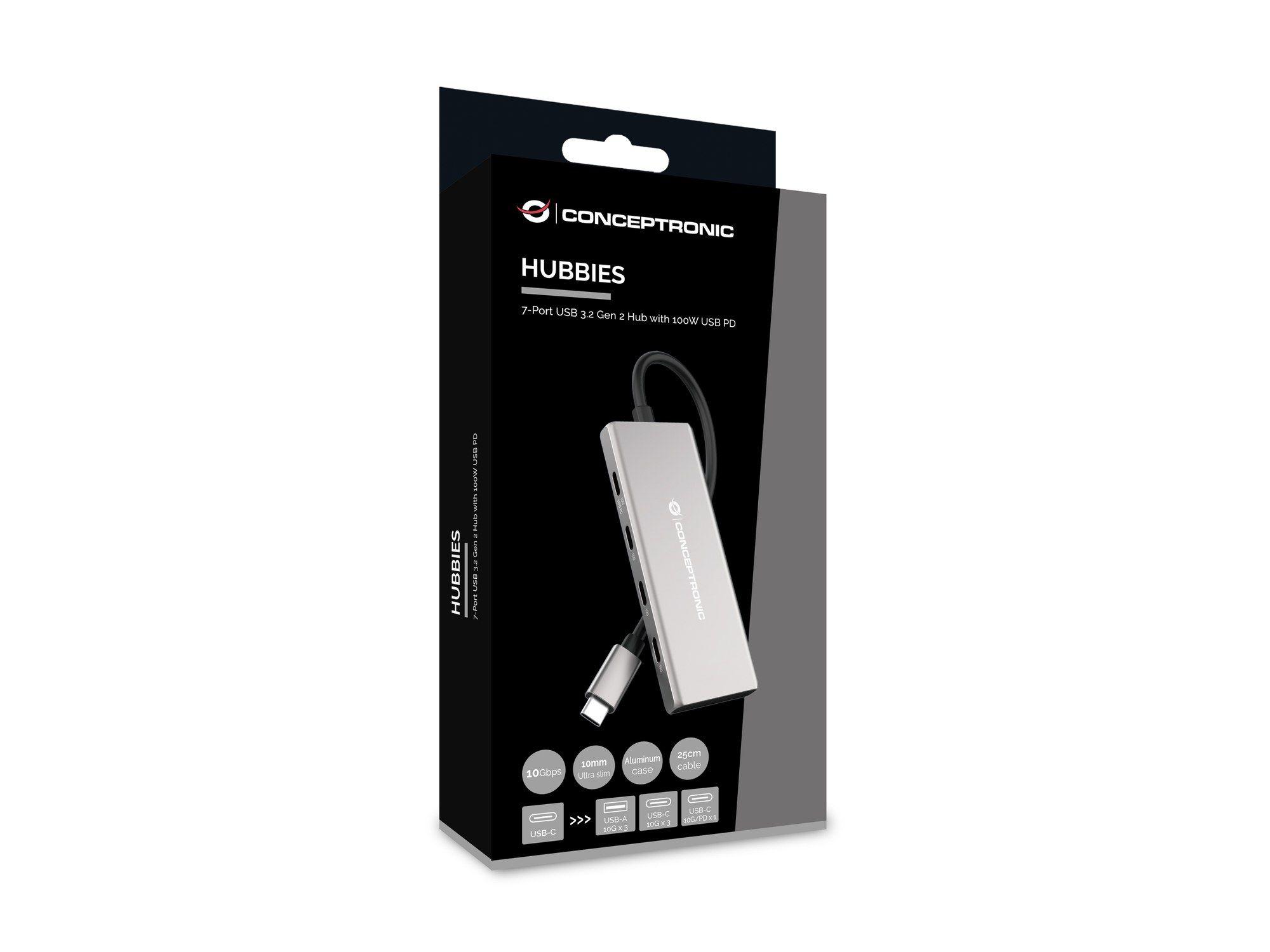 Hub USB-C CONCEPTRONIC HUBBIES17G (0,25 m - USB 3.2 Gen 2 Type-C - Cinzento) — miniatura 5