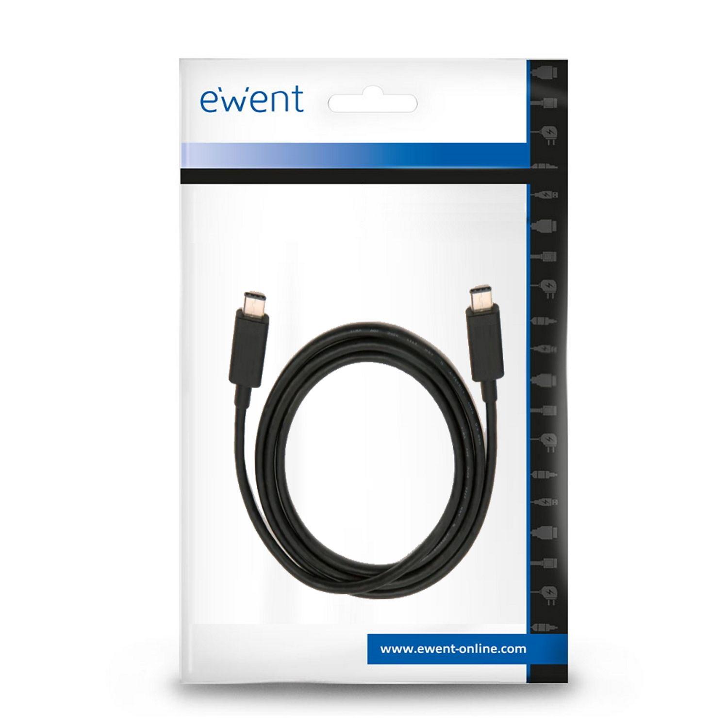 Cabo USB-C EWENT EC1046 (1 m - USB C - Preto) — miniatura 2