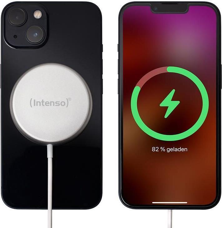 Carregador Wireless INTENSO Magnetic Wireless Charger MW1 (15 W - Smartphone - Branco)