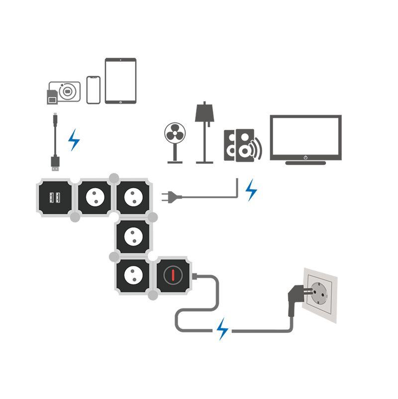 Bloco de Tomadas Flexível LOGILINK LPS276U (Cinzento), miniatura 7