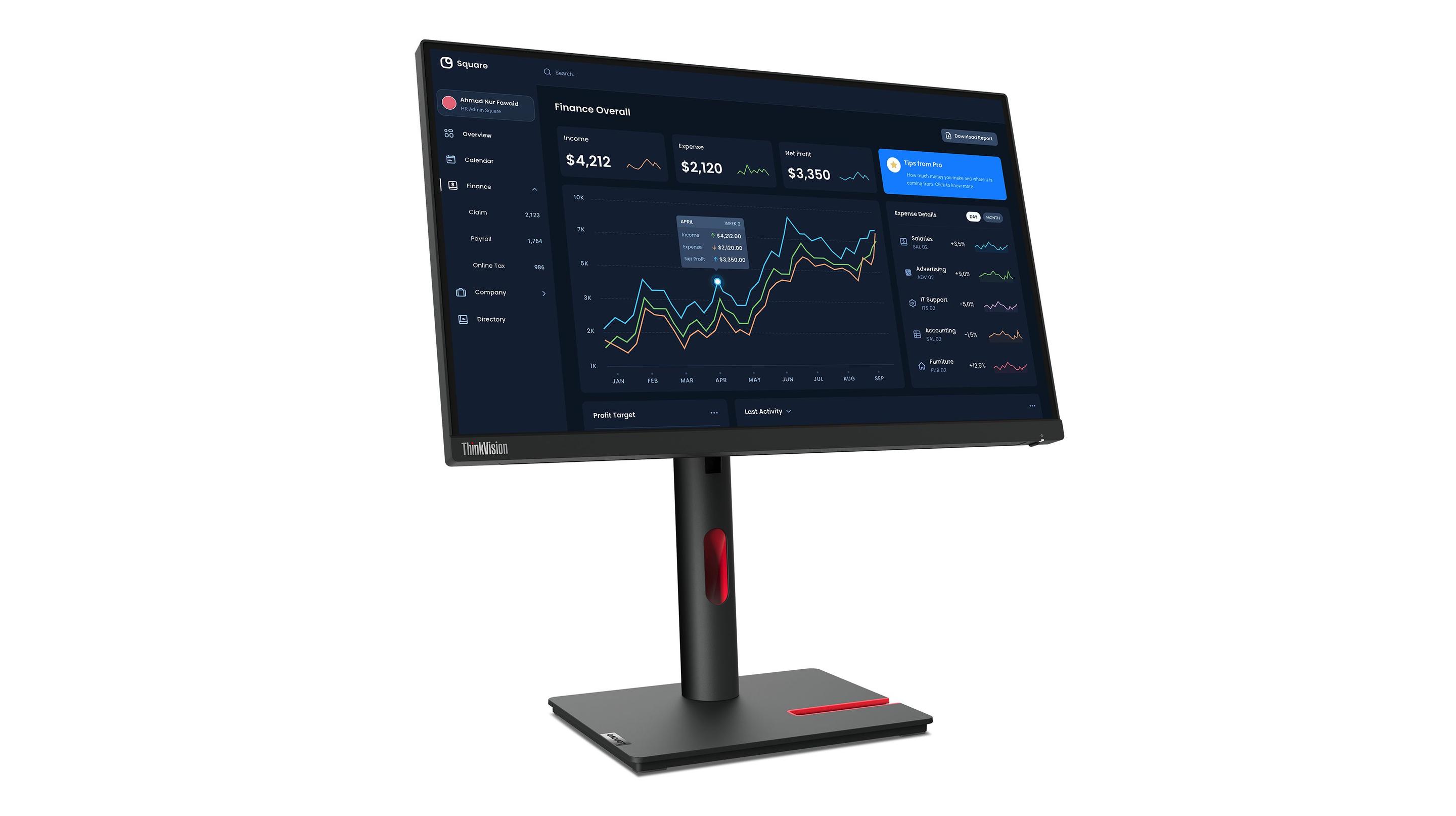 Monitor LENOVO ThinkVision T22i-30 (21,5" - IPS - 60 Hz - Preto), miniatura 5