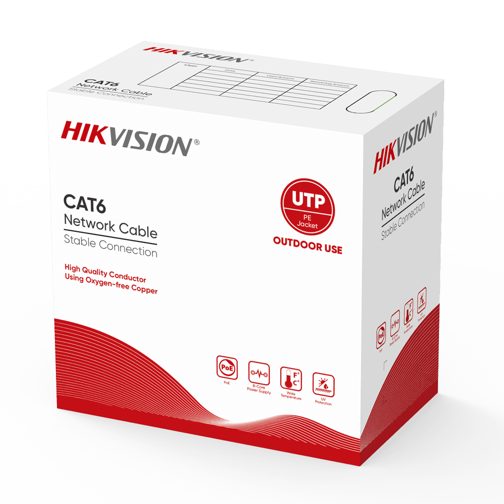 Cabo de Rede HIKVISION DS-1LN6OUTPE black 305m (305 m - Cat6 - Preto)