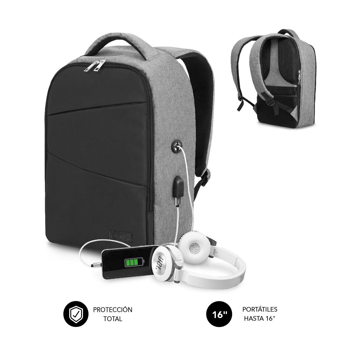 Mochila Antirroubo SUBBLIM Secure V2 AP (40,6 cm - Altura 42 cm - Preto e Cinzento)