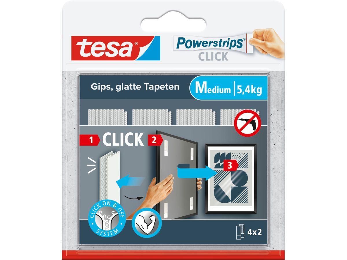 Fitas Aderentes Adesivas TESA Powerstrips CLICK MEDIUM (Branco), miniatura 2