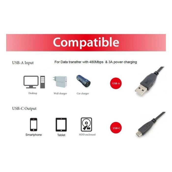 Cabo USB EQUIP EQUI-67198698 (1 m - USB C - USB A - Preto), miniatura 4