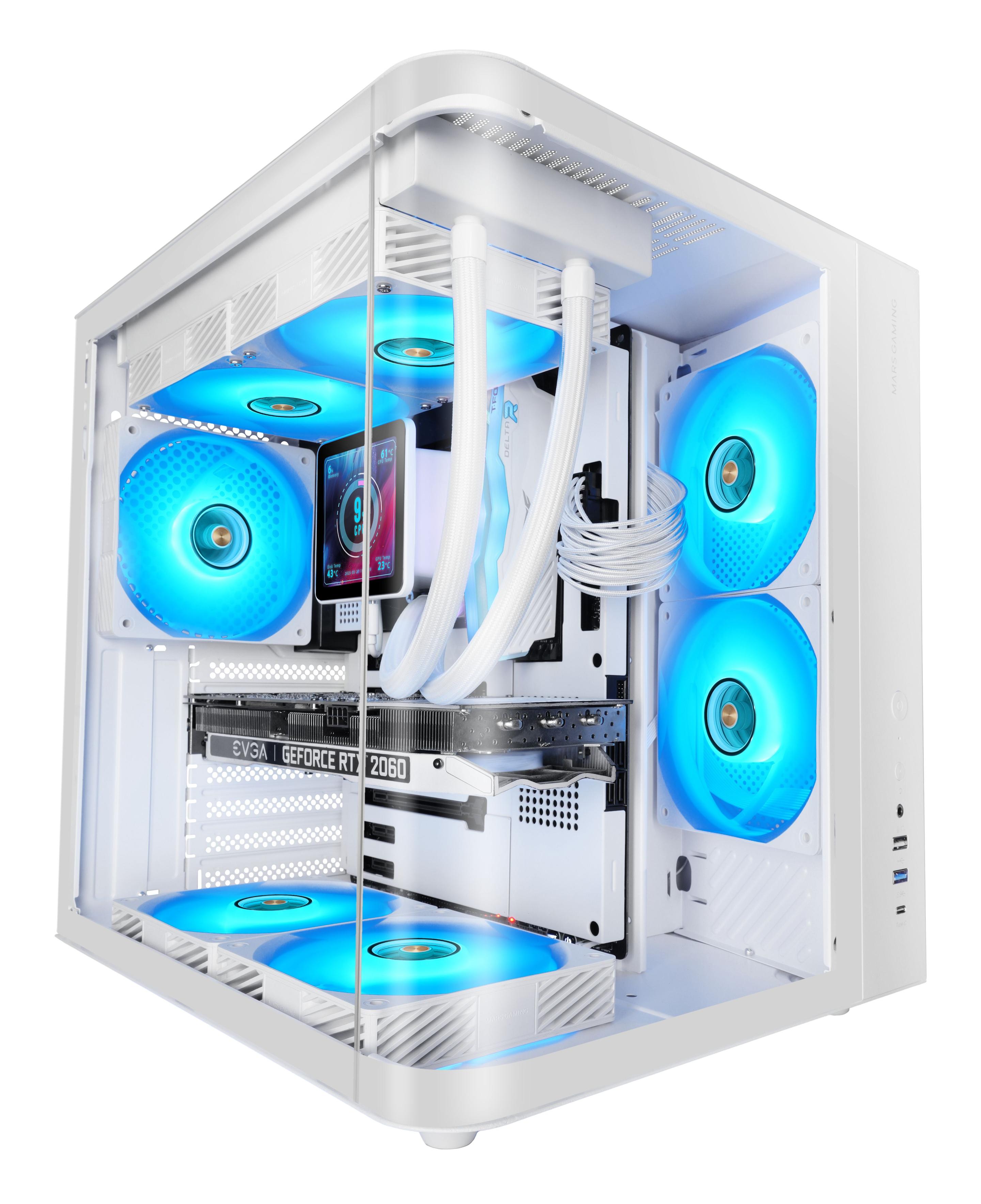 Caixa PC MARS GAMING MC-CURV (ATX, micro-ATX, Mini-ITX - Midi Tower - ATX, Mini-ITX, micro-ATX - Branco)