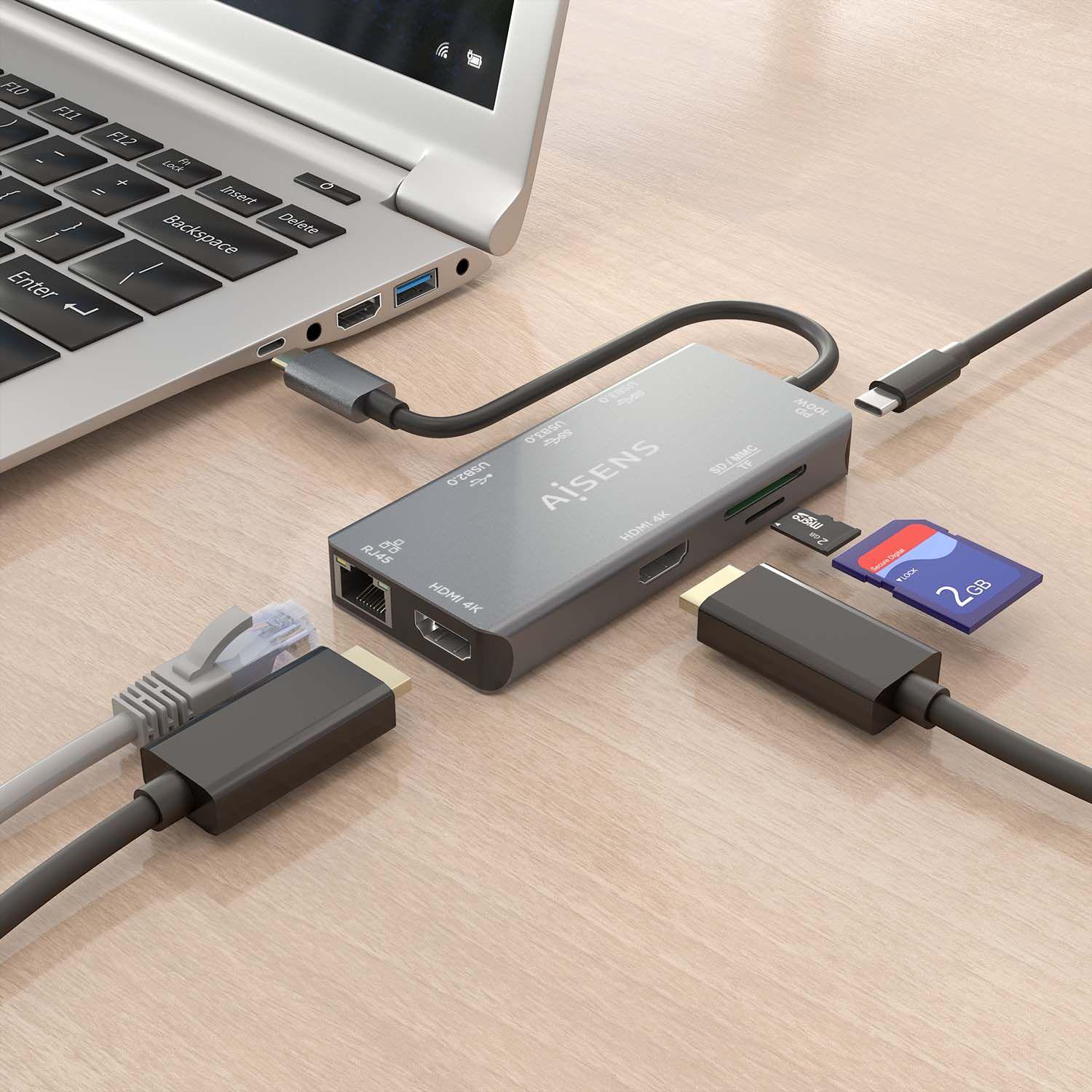 Dock USB-C AISENS ASUC-9P018-GR (0,15 m - Cinzento), miniatura 5