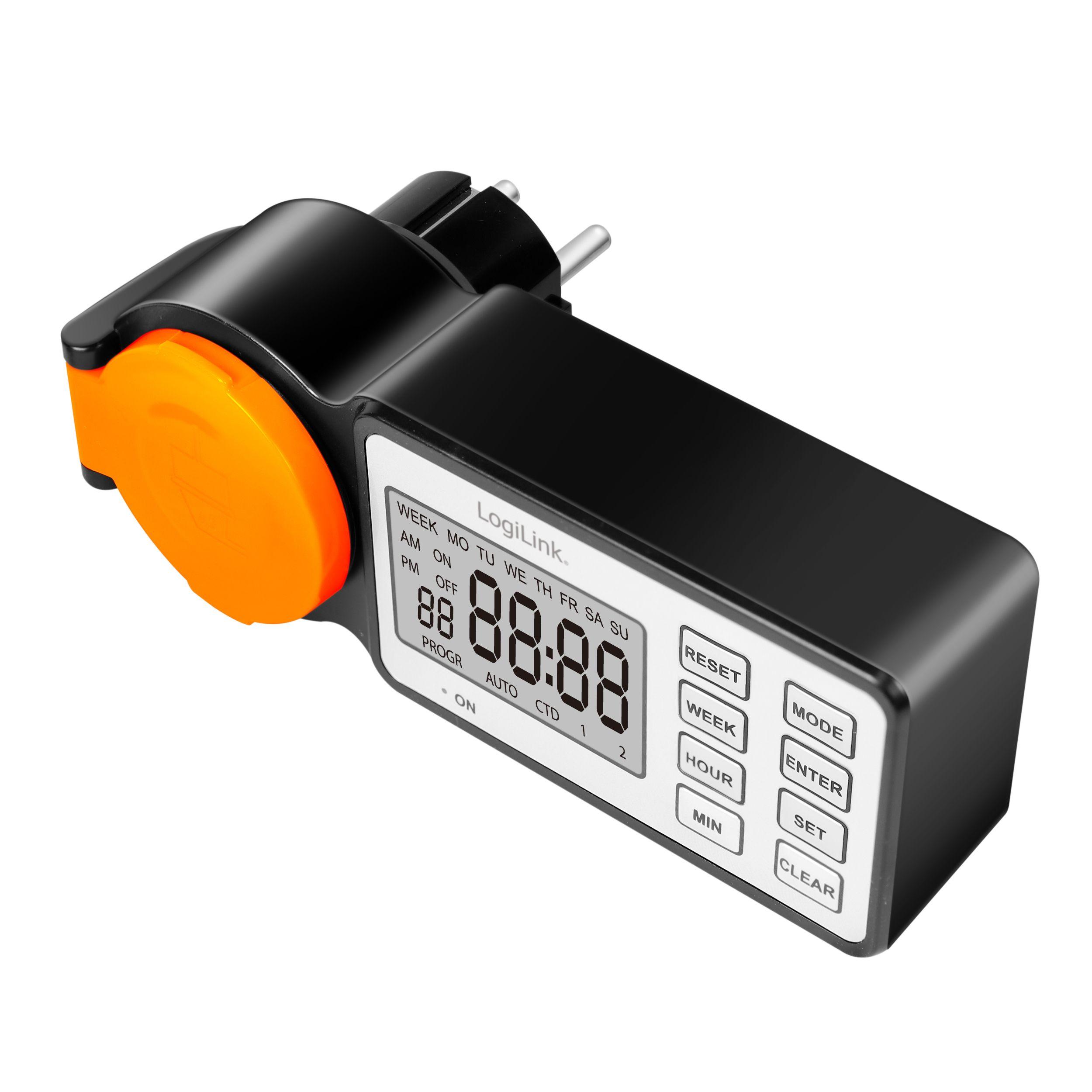 Temporizador Elétrico LOGILINK ET0016 (Policarbonato - Preto e Laranja)