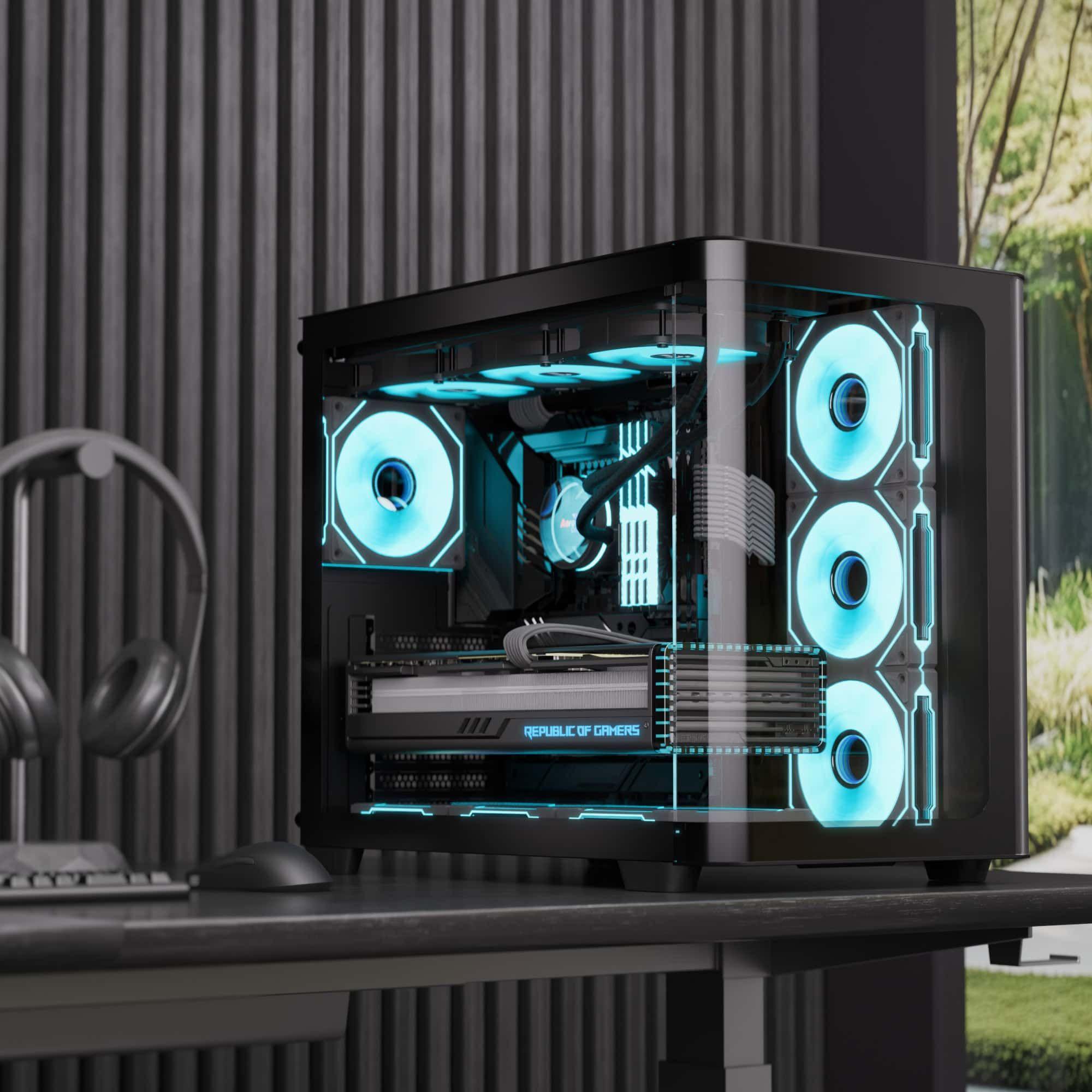 Caixa ATX AEROCOOL P500C-G-BK-v1 (ATX, micro ATX, Mini-ITX - Midi Tower - SPCC, vidro temperado - Preto), miniatura 5
