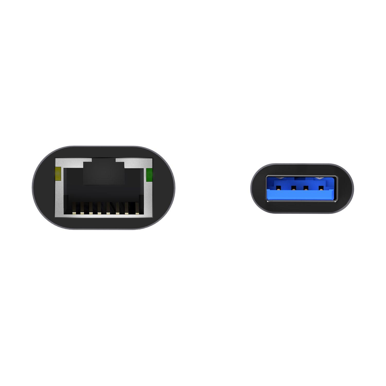 Adaptador de Rede USB AISENS A106-0708 (USB - 10/100/1000 Mbit/s - Cinzento), miniatura 3