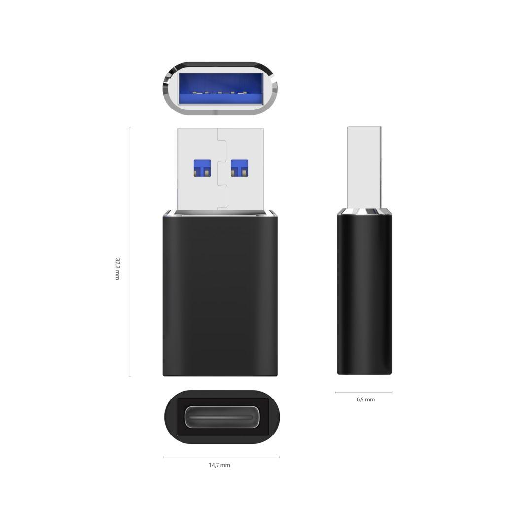 Mini Adaptador AISENS A108-0678 (USB Type-A - USB Type-C - Preto) — miniatura 3