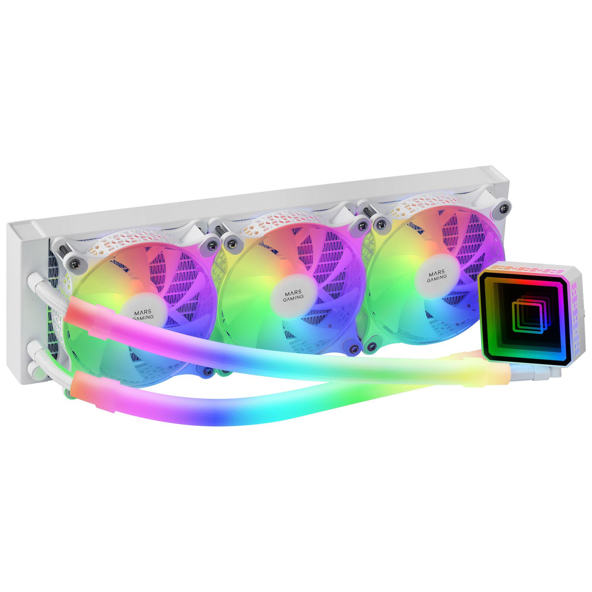 Sistema de Refrigeração Líquida MARS GAMING ML-ULTRA360W (12 cm - 1800 RPM - Azul, Verde, Vermelho - Branco)