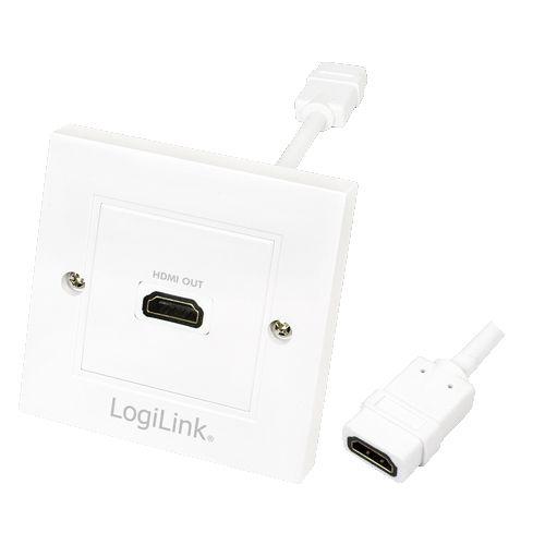 Tomada de Parede HDMI LOGILINK AH0014 (HDMI High Speed com Ethernet - HDMI Type A - Branco)