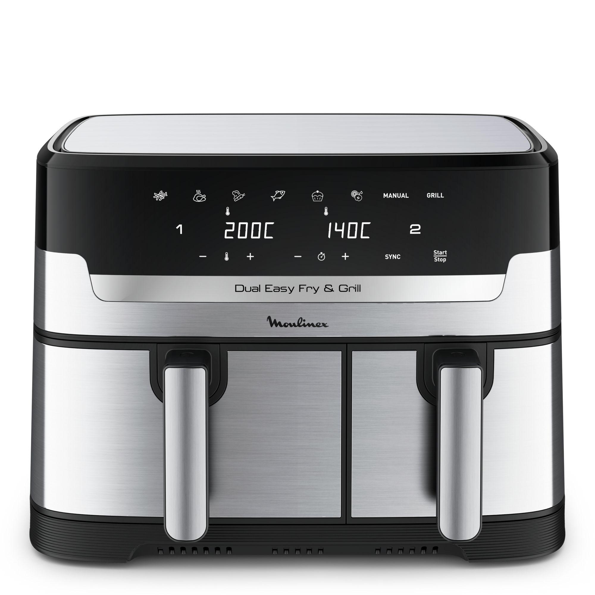 Fritadeira a Ar Independente MOULINEX Dual Easy Fry XXL EZ905D20 (2450 W - 200 °C - 40 °C - Inox/Preto)