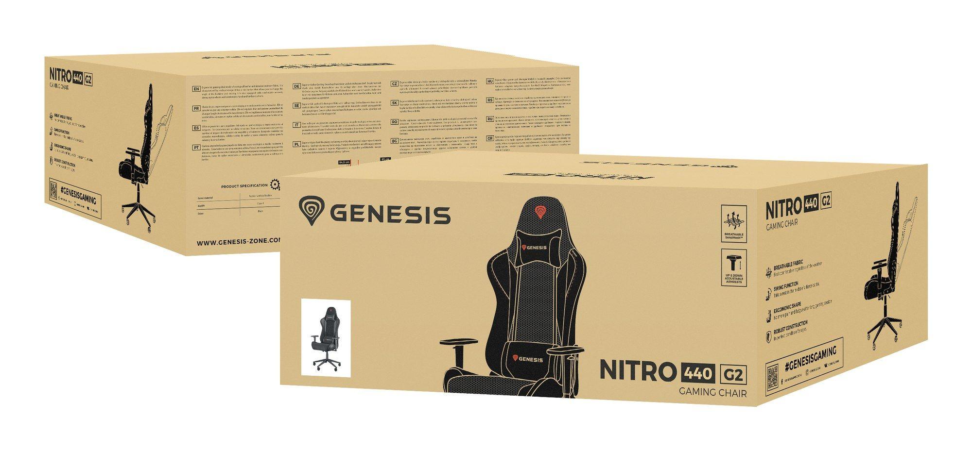 Cadeira Gaming GENESIS Nitro 440 G2 (120 kg - 7 cm - Tecido, Imitação de pele - Preto/Cinzento) — miniatura 16