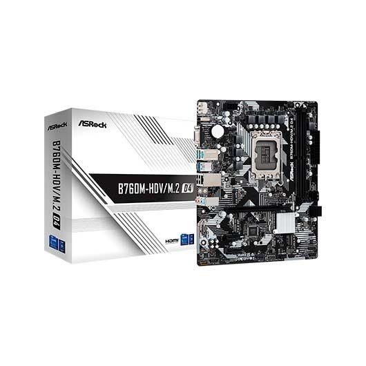 Motherboard ASROCK B760M-HDV/M.2 D4 (LGA 1700 - Micro ATX - Duplo canal - Preto e Prateado)