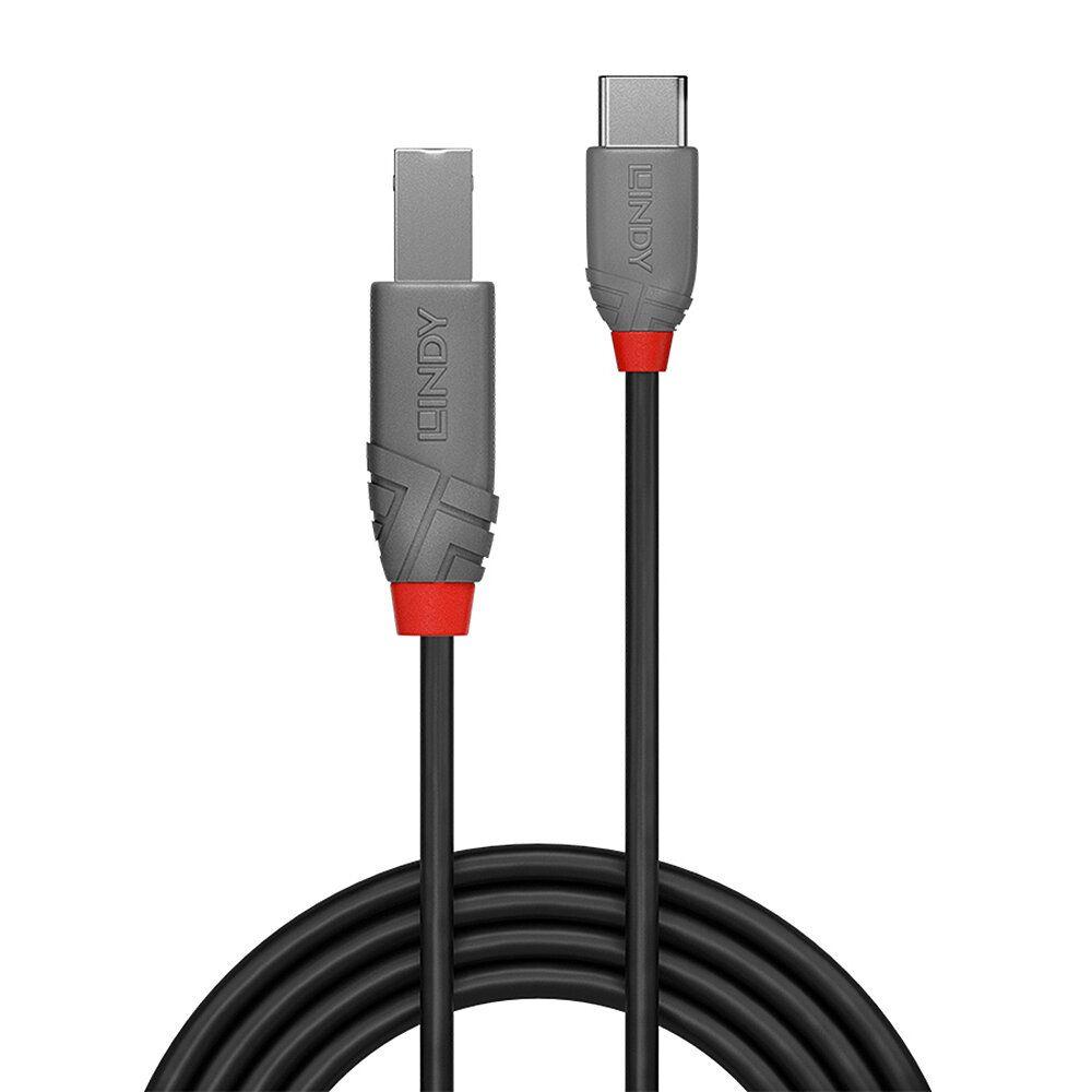 Cabo USB-C para USB-B LINDY 36940 (0,5 m - USB B - USB C - Preto) — miniatura 2