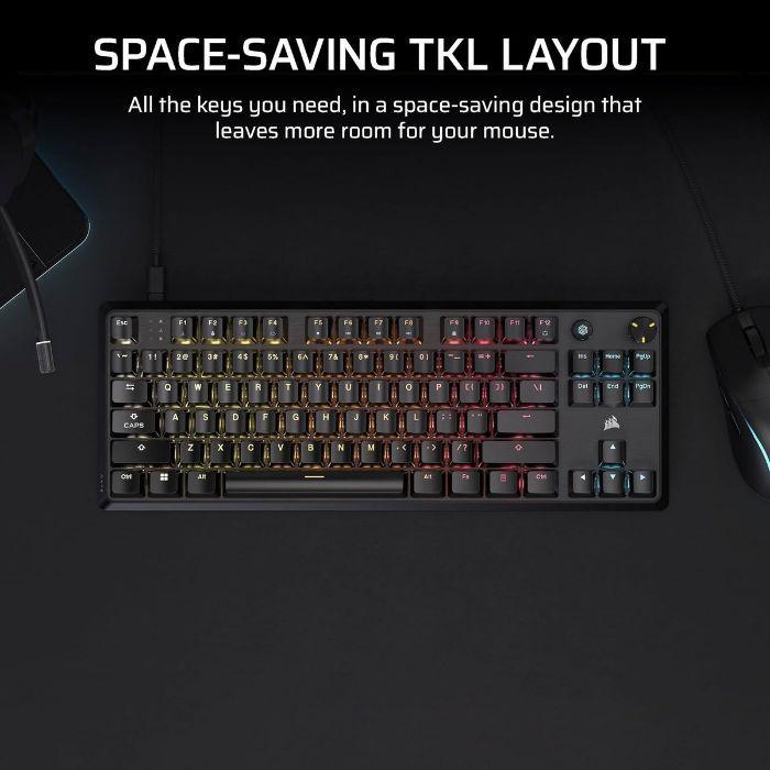 Teclado CORSAIR K70 CORE TKL RGB (Português - Mecânico, Cherry MLX Red - Sem teclado numérico - Preto), miniatura 4